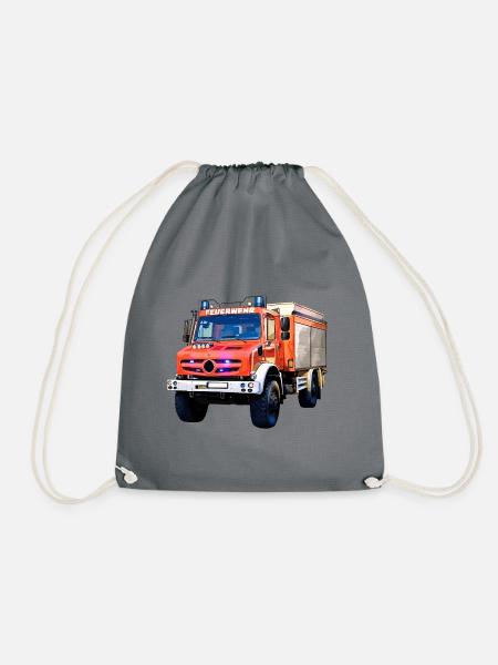Feuerwehr Unimog - Feuerwehrauto - Feuerwehrunimog - Turnbeutel - Grau