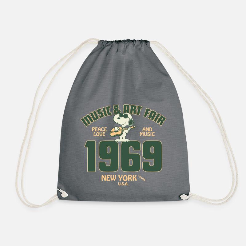 Peanuts Snoopy Music And Art Fair 1969 - Drawstring Bag - grey