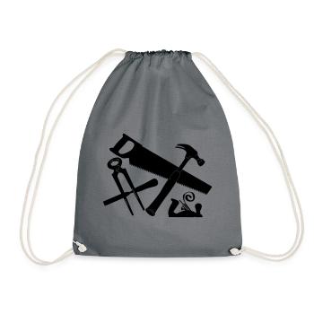 Carpenter tool logo - Drawstring Bag - grey - Front
