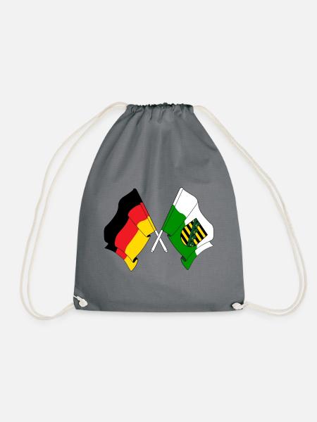 Flagge Deutschland, Sachsen - Turnbeutel - Grau