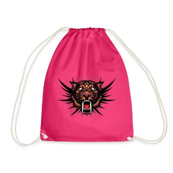 Säbelzahntiger. Leistungsstarke Liebe Tiere Geschenke - Turnbeutel - Fuchsia - Vorne