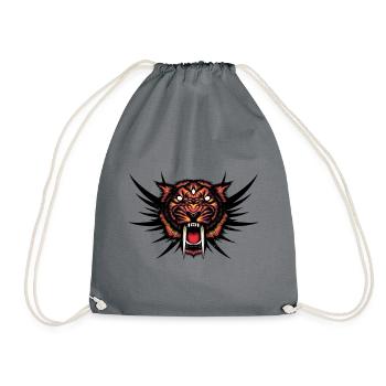 Saber tooth Tiger. Powerful Love Animals Gifts - Drawstring Bag - grey - Front