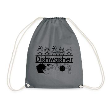 Dishwasher logo dishwashing kitchen - Drawstring Bag - grey - Front
