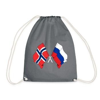 Drapeau de la Norvège, drapeau de la Russie - Sac de sport léger - gris - Devant