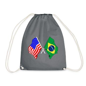 Flag USA and Brazil flag - Drawstring Bag - grey - Front