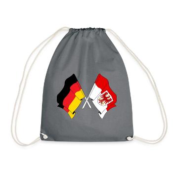 Flagge Deutschland, Brandenburg gekreuzt - Turnbeutel - Grau - Vorne