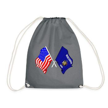 USA and state of Wisconsin flag crossed - Drawstring Bag - grey - Front