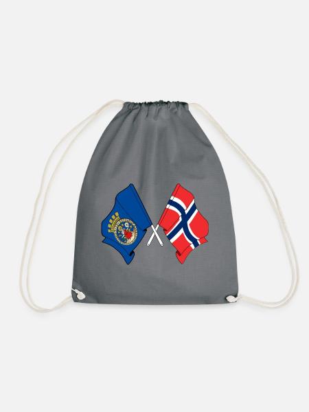 Zwei Flaggen gekreuzt von Oslo und Flagge Norwegen - Turnbeutel - Grau