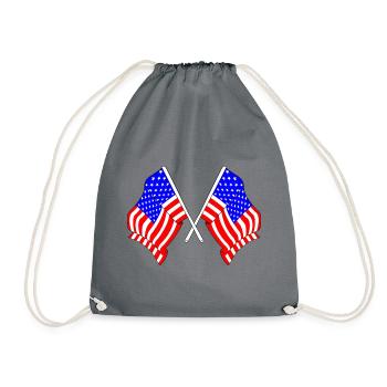 Two flags USA - Drawstring Bag - grey - Front