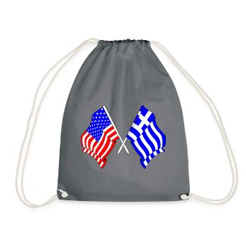 USA flag and Greece flag - Drawstring Bag - grey - Front