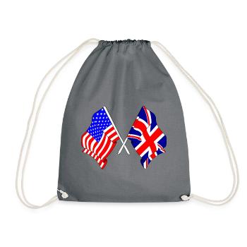 Flagge USA und Flagge England - Turnbeutel - Grau - Vorne