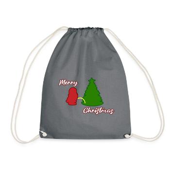 Santa peeing - Christmas Tree - Santa Claus - Drawstring Bag - grey - Front