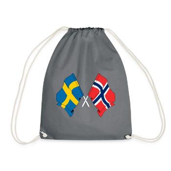 Flagge Schweden, Flagge Norwegen - Turnbeutel - Grau - Vorne