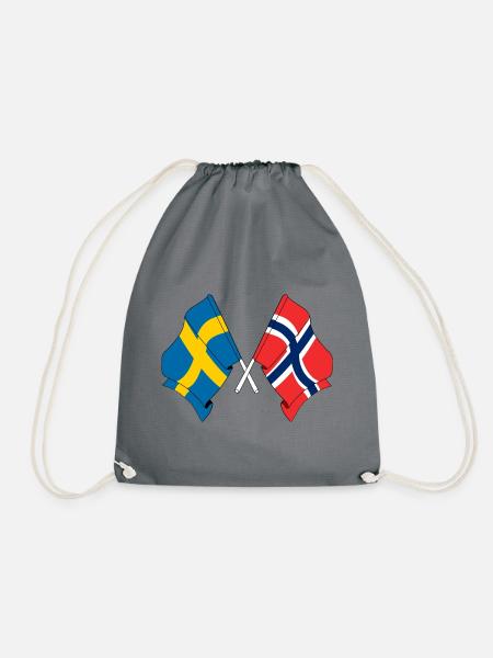 Flagge Schweden, Flagge Norwegen - Turnbeutel - Grau