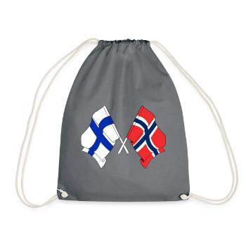 Drapeau de la Finlande, drapeau de la Norvège - Sac de sport léger - gris - Devant
