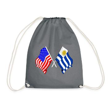 Flag USA and flag Uruguay - Drawstring Bag - grey - Front