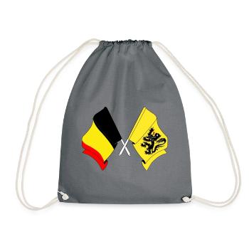 Flag of Belgium and flag of Flanders - Drawstring Bag - grey - Front