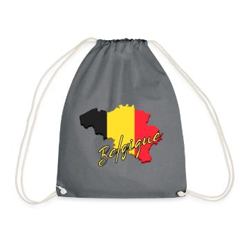 Karte von Belgien, Flagge Belgiens - Turnbeutel - Grau - Vorne