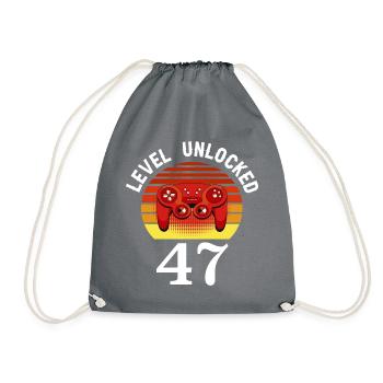 Level 47 unlocked 47 Birthday 47 years old - Drawstring Bag - grey - Front