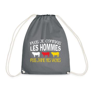 Plus je connais les hommes plus j'aime mes vaches - Sac de sport léger - gris - Devant