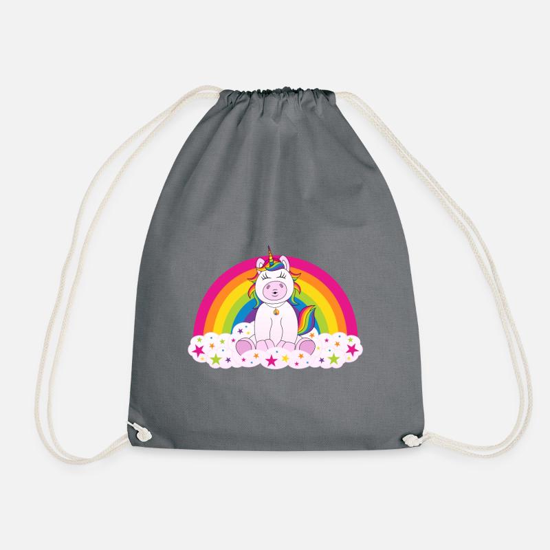 Einhorn Regenbogen - Turnbeutel - Grau