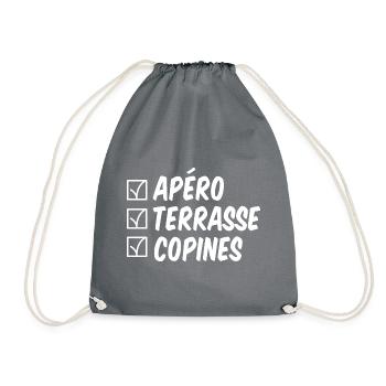 Apéro terrasse copines t-shirt fête des mères - Sac de sport léger - gris - Devant