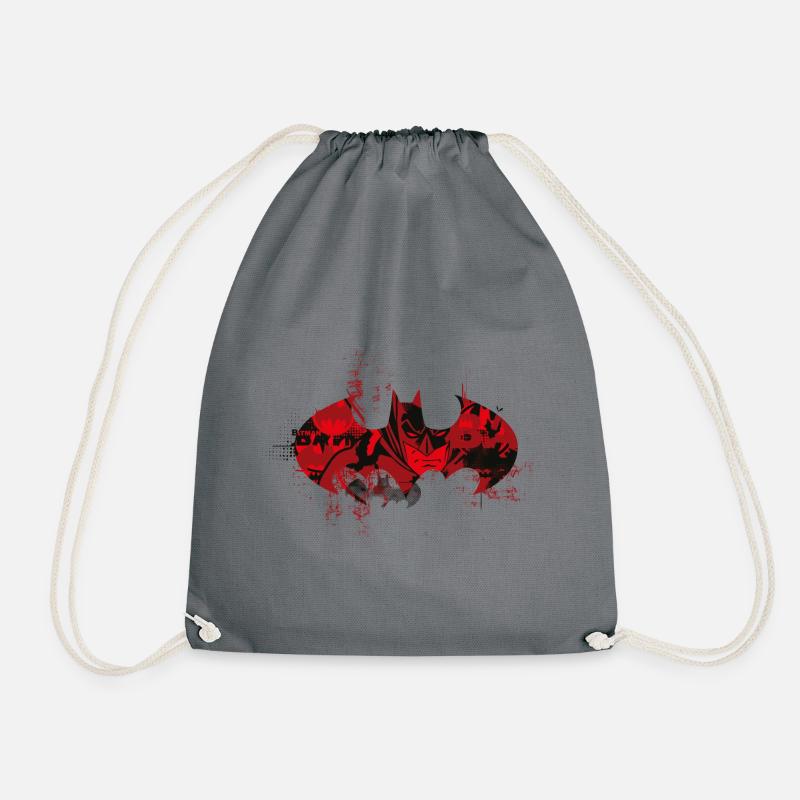 Batman Logo Red - Drawstring Bag - grey