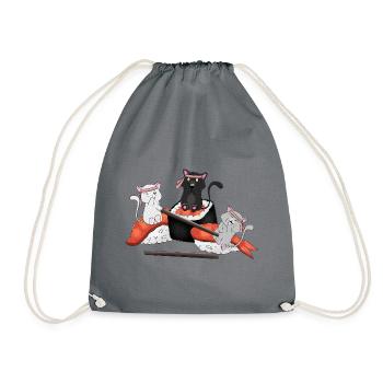 Chats kawaïens mangeant des sushis - Anime japonais mignon - Sac de sport léger - gris - Devant