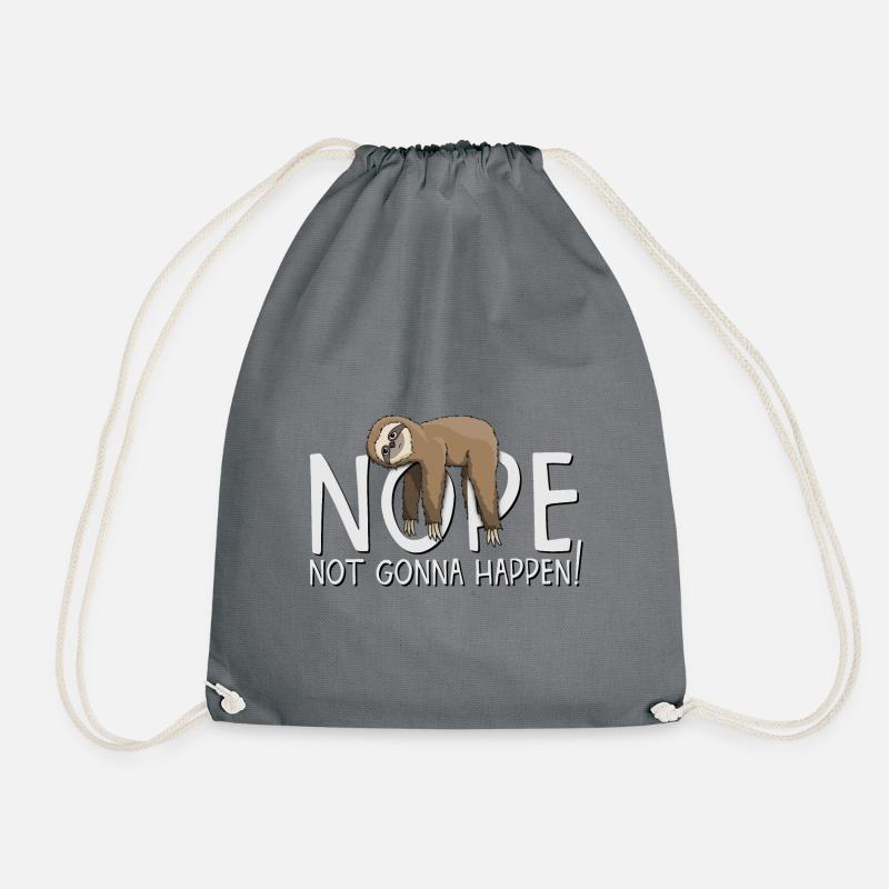 NOPE not going to bite never now lazy sloth - Drawstring Bag - grey