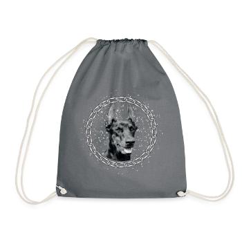 Dobermann as a portrait - Drawstring Bag - grey - Front