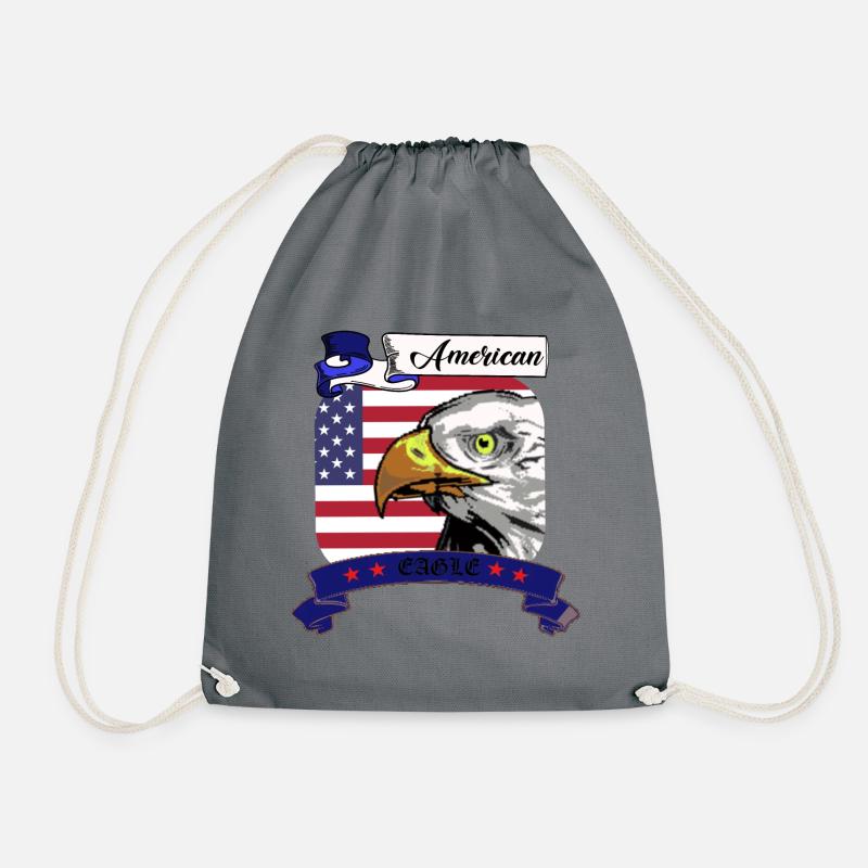 American Eagle, Amerika, Flagge mit Adler - Turnbeutel - Grau