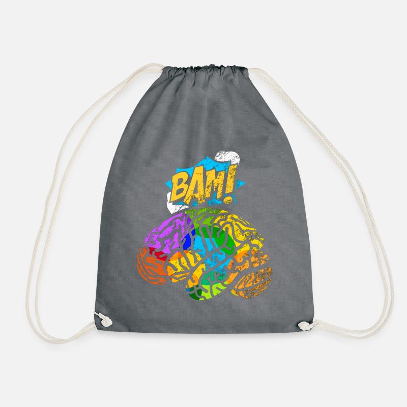 Cerveau Esthétique Pop Art Comic Retro Brain Map Neur - Sac de sport léger - gris