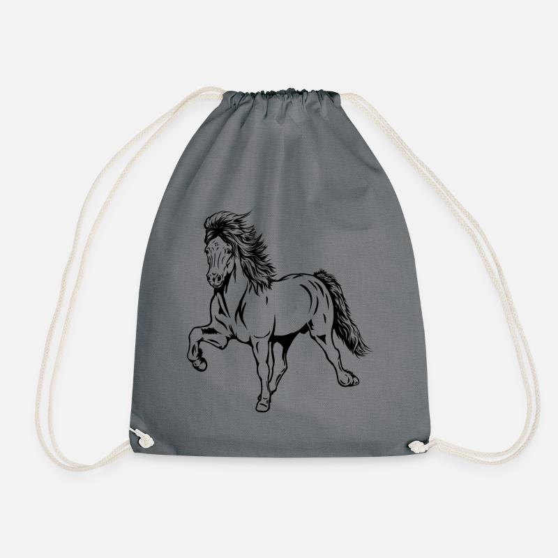 Icelandic stallion in Tölt - Drawstring Bag - grey