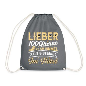 LIEBER 1000 STERNE AM HIMMEL ALS 5 STERNE IM HOTEL - Turnbeutel - Grau - Vorne