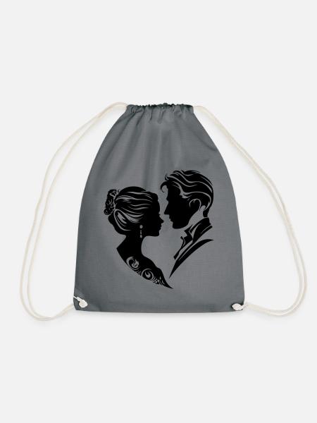 Ehepaar Hochzeit Silhouette - Turnbeutel - Grau