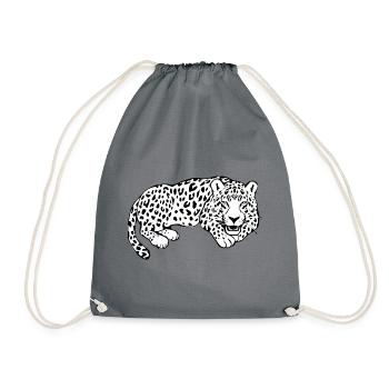 T-shirt blanc léopard en chat Leparden T-shirt cadeau - Sac de sport léger - gris - Devant