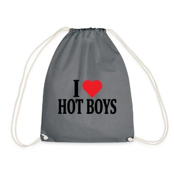 I love hot boys t-shirt design nice gift idea - Drawstring Bag - grey - Front