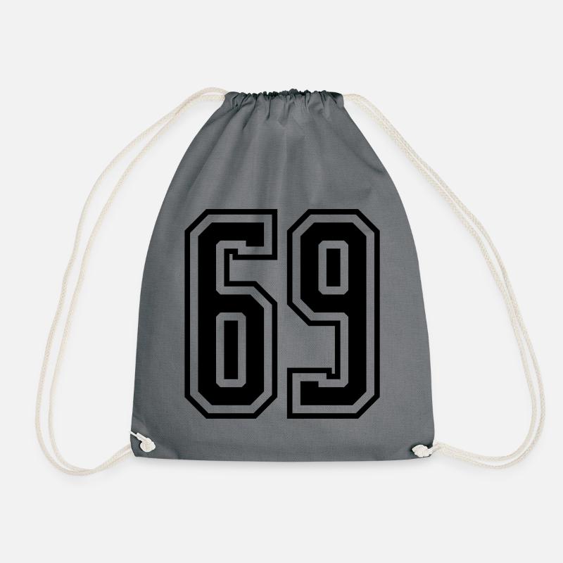 69 Number number - Drawstring Bag - grey