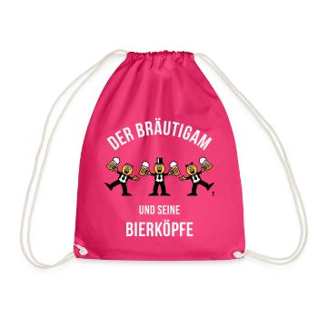 Der Bräutigam / Bierköpfe (Karikatur / 3C / W) - Turnbeutel - Fuchsia - Vorne