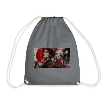 Asia Punk Art Geisha Grunge Portrait Street Art - Turnbeutel - Grau - Vorne