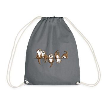 Otter Team Wildtiere Freundschaft Tierhumor - Turnbeutel - Grau - Vorne