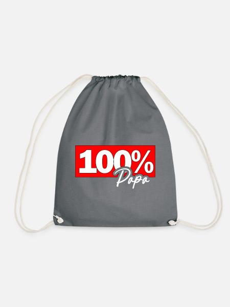 100% Papa Typo Grafik - Turnbeutel - Grau