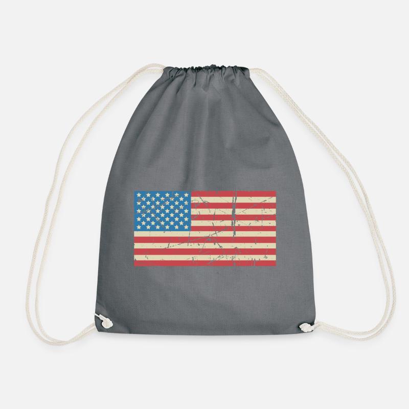 USA Vintage Flag - Drawstring Bag - grey