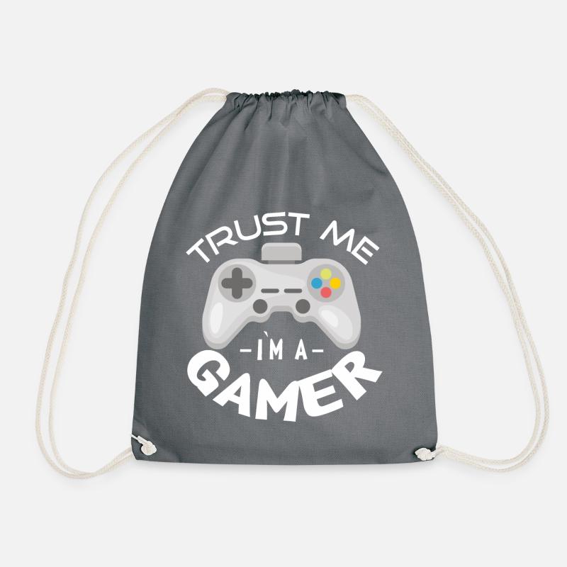 Trust me I'm gamers gambling console game - Drawstring Bag - grey
