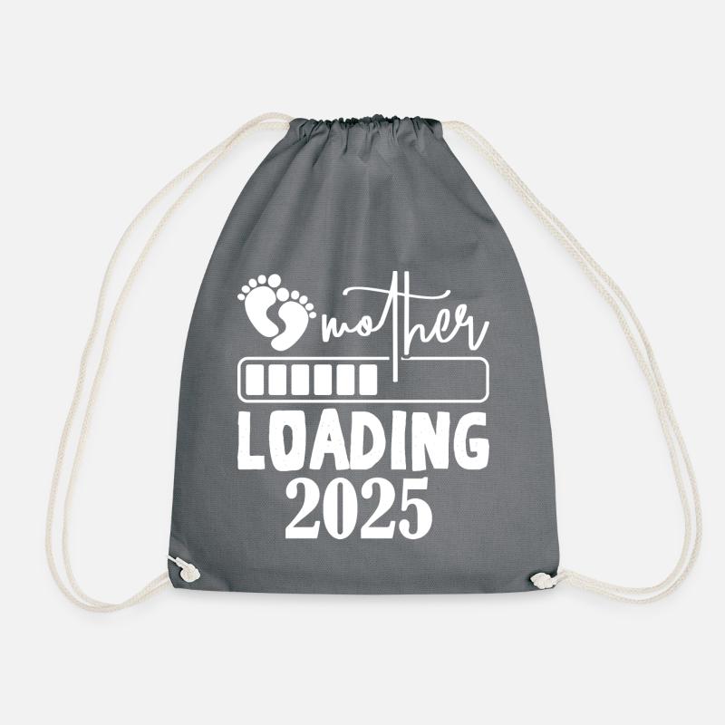 Baby is loading, baby is coming in 2025 - Drawstring Bag - grey