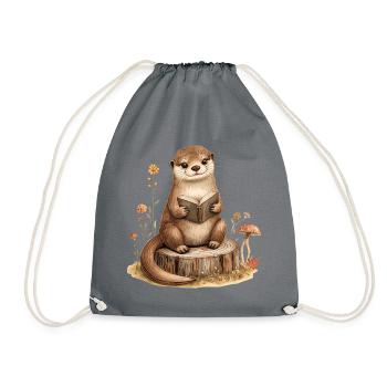 Otter Reading Automne Amoureuse des livres douillets - Sac de sport léger - gris - Devant