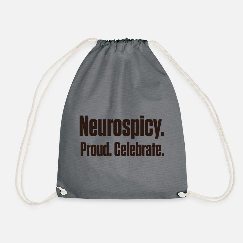 Neurospicy and Proud Late Diagnosis ND - Drawstring Bag - grey