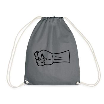 Fist hand vector - Drawstring Bag - grey - Front