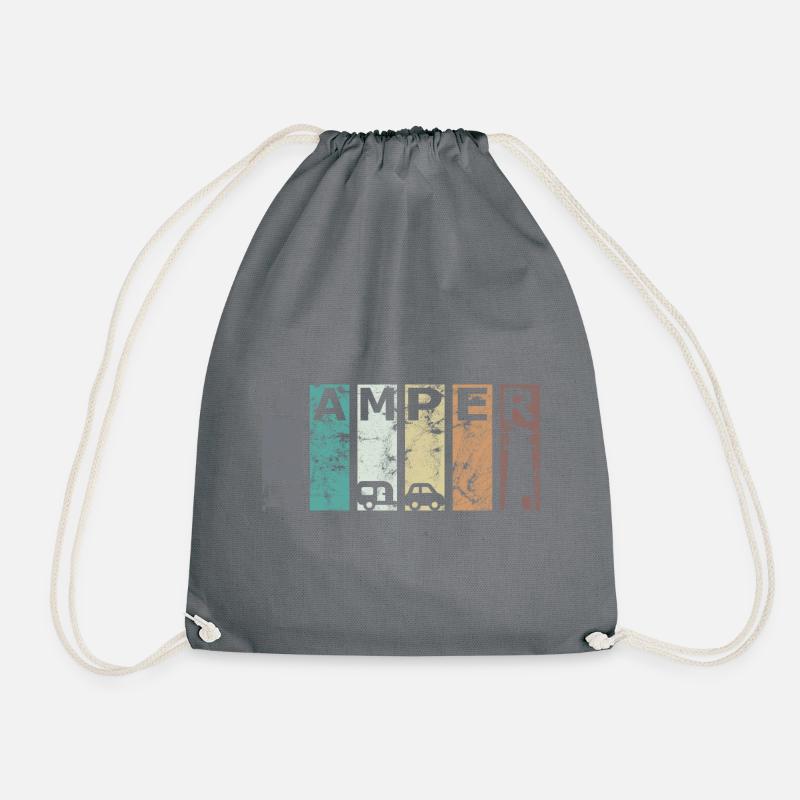 Camp Caravan Camper Lighthouse - Drawstring Bag - grey