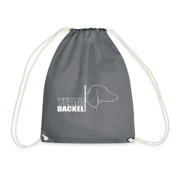 TEAM Dackel Hunde Hund Wilsigns - Turnbeutel - Grau - Vorne